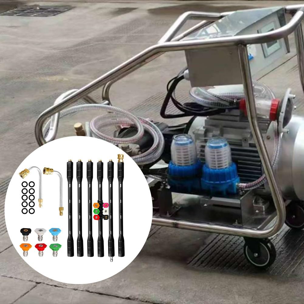 Kit completo de limpieza de canalones con barra de extensión para lavadora a presión y boquillas