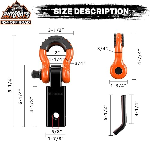 Miniatura 11 de AUTOBOTS - Receptor de enganche de remolque de 2 pulgadas, 35.000 libras de resistencia a la rotura, receptor de alta resistencia con tornillo