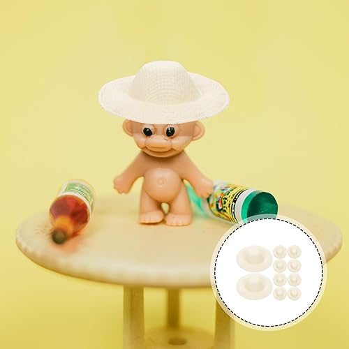Miniatura 9 de VILLCASE Pequeños sombreros de paja, mini sombreros de muñeca, mini gorro tejido de muñeca para suministros de fiesta de cumpleaños, adorno de mesa,
