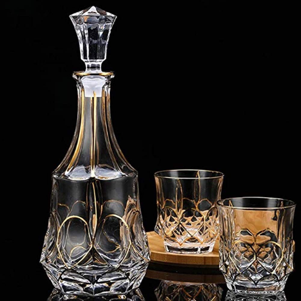 Karafka do whisky i zestaw kieliszków bezołowiowy kryształowy zestaw do wina kieliszek do czerwonego wina kubek do whisky karafka szklanka powietrzna butelka na wino dzbanek piwnica na wino 850 ml