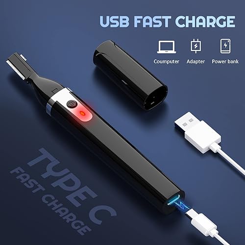 Miniatura 4 de Dapsang Recortadora de cejas eléctrica para hombres, afeitadora de pelo facial recargable, recortadora de detalles sin dolor con cuchilla de