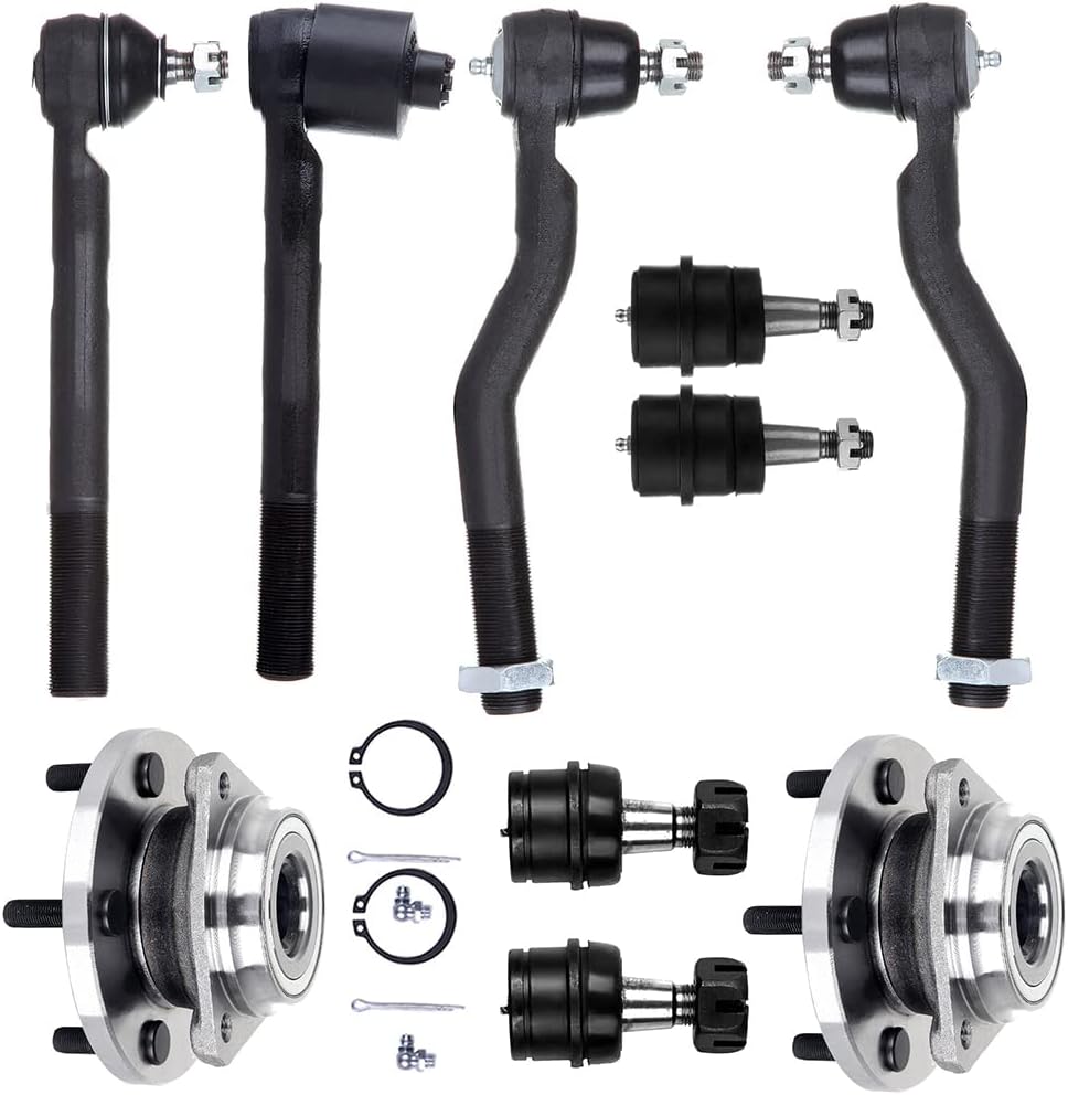 10PCS ASTOU Front Suspension Kit fit 1999-2004 for Jeep Grand Cherokee Inner Outer Tie Rod Ends Lower Upper Ball Joints Wheel Bearing Hub