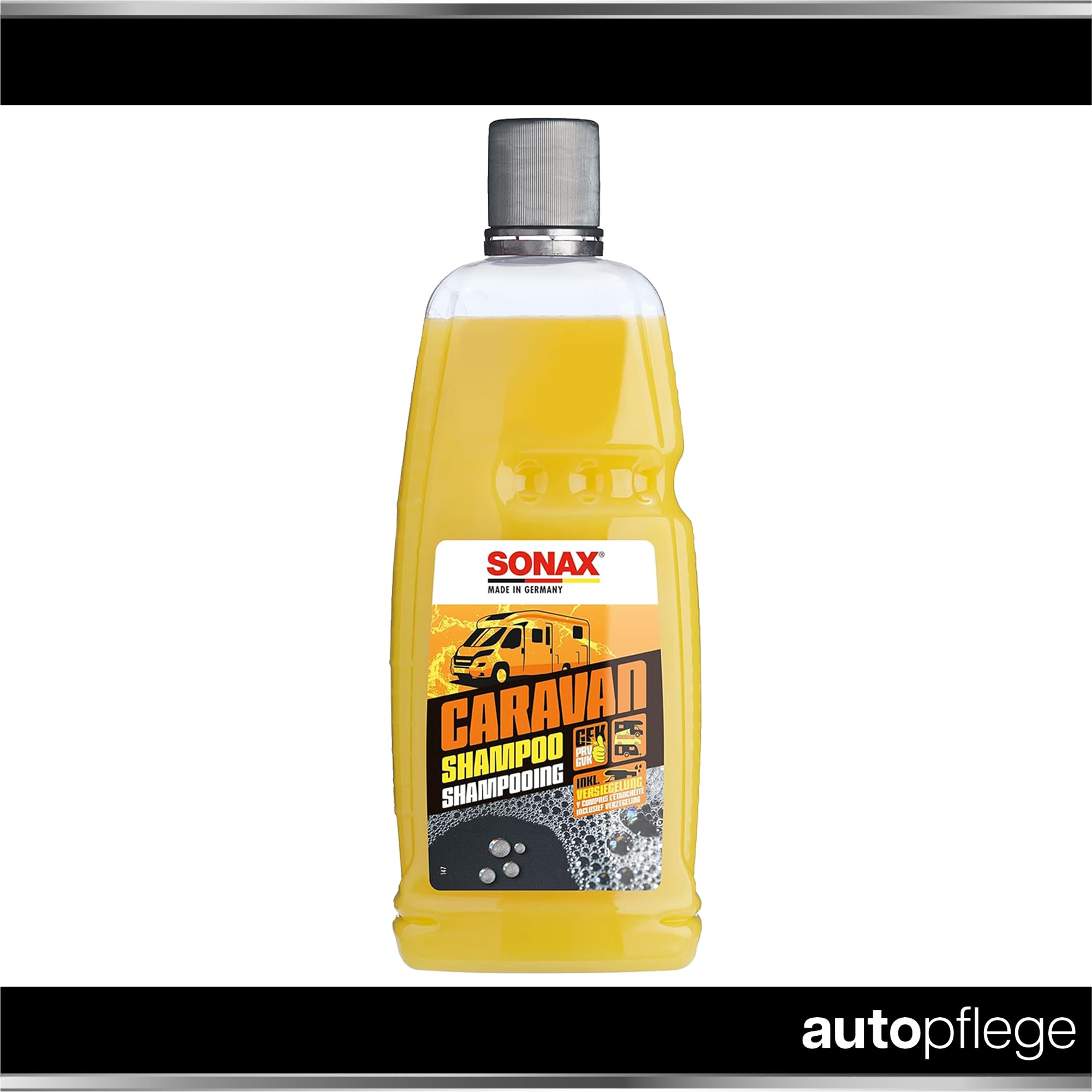 autopflege Sonax Caravan - Set di pulizia per camper, 1 l, con guanto da lavaggio + panno asciutto + secchio da 16 l con coperchio, pulitore per roulotte