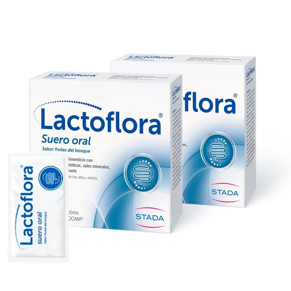 Lactoflora Suero Oral - Probióticos, Prebióticos y sales naturales con sabor frutas del bosque - 6 Sobres DUOCAM