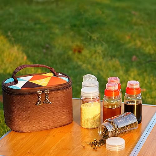 Miniatura 2 de Recipientes portátiles para especias de viaje, kit de bolsa de condimentos para campamento, múltiples tarros de especias con tapas, dispensador de