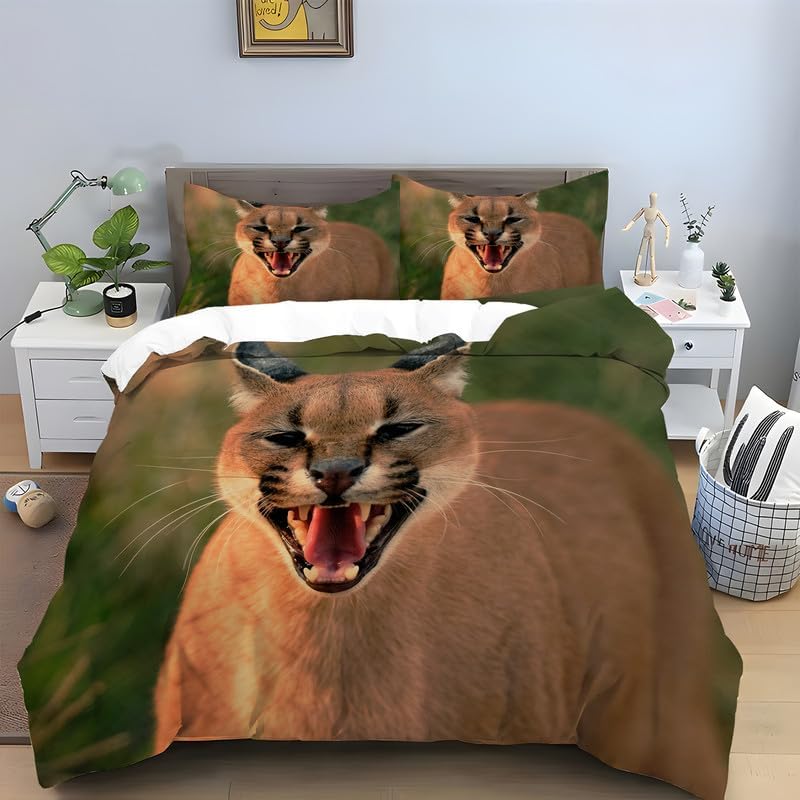 Juego de funda de edredón tamaño Queen con estampado de animales de 3 piezas, funda de edredón de microfibra mullida y 2 fundas de almohada de 20 x