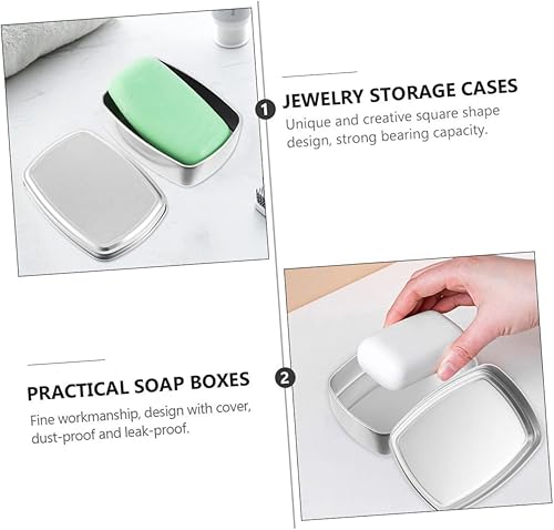 Miniatura 6 de FRCOLOR 4 piezas de jabonera cuadrada redonda para jabón, estuche de viaje, mini jabones, contenedores de cosméticos de viaje, contenedor de