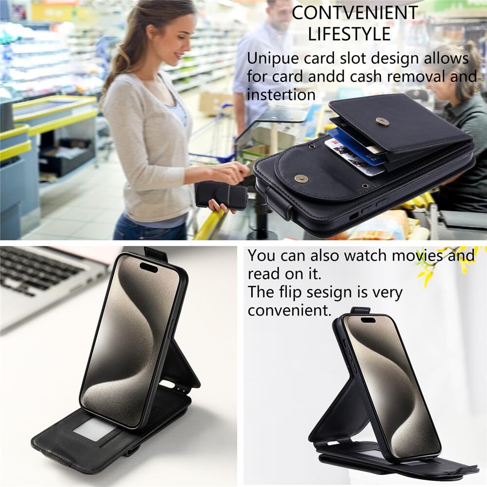 Generic Compatible avec iPhone 7 Plus (couleur : rouge vin) étui portefeuille en cuir avec sangle à rabat