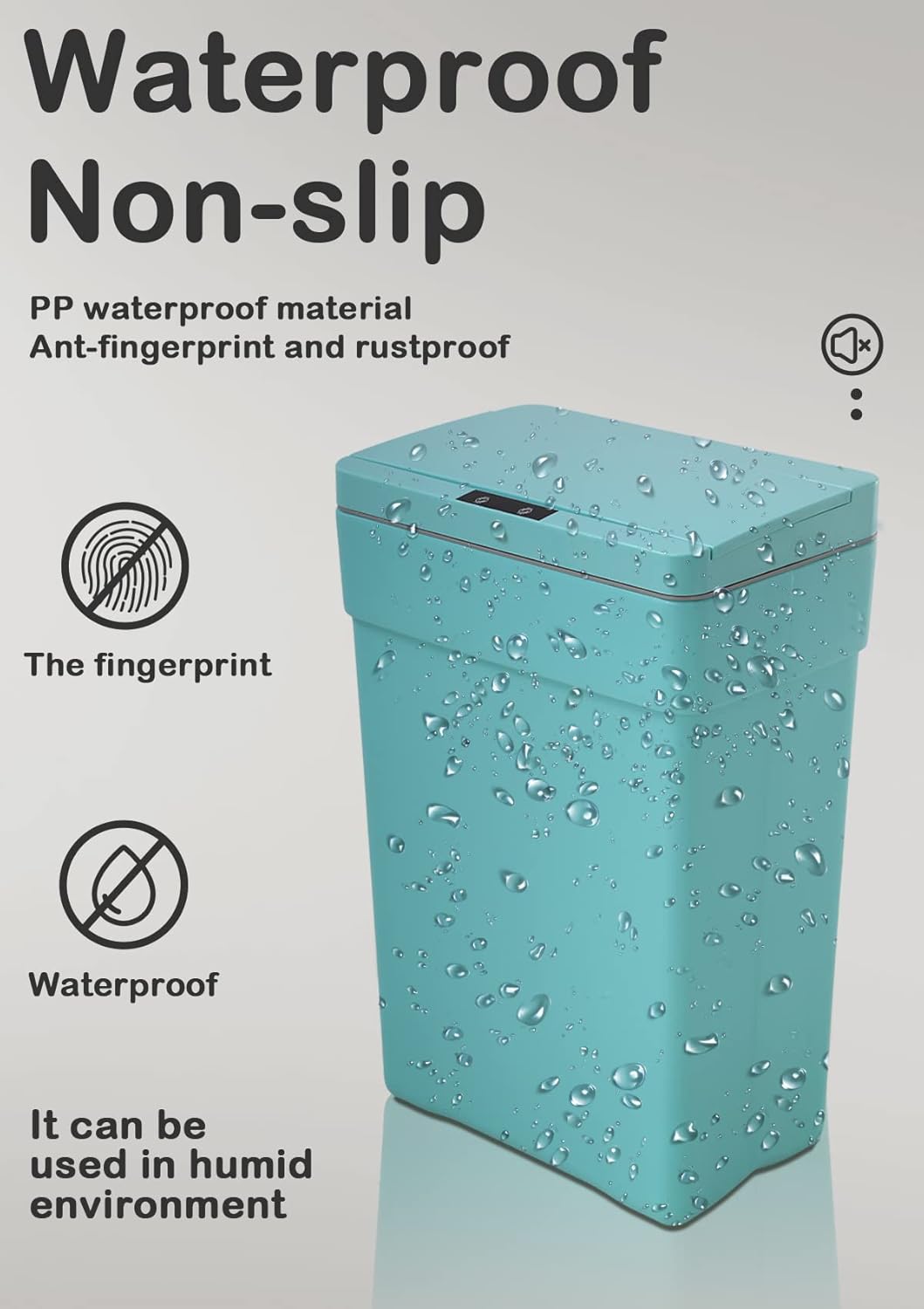 Trash Can 13 Gallon Plastic Automatic Trash Can with Lid for Bedroom Bathroom Home Office Garbage Can Trash Bin Touchless Trash Can Sensor Trash Can Electric Trash Can 50 Liter，Blue, 1PCS