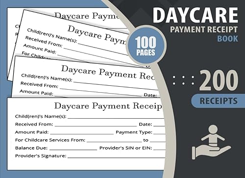 Daycare Payment Receipt: ver 200 Payment Receipt For Child Care Services,Centers, Preschool center, Home Daycares | Receipts Organizer for the Child ... and babysitting | Childcare essentials