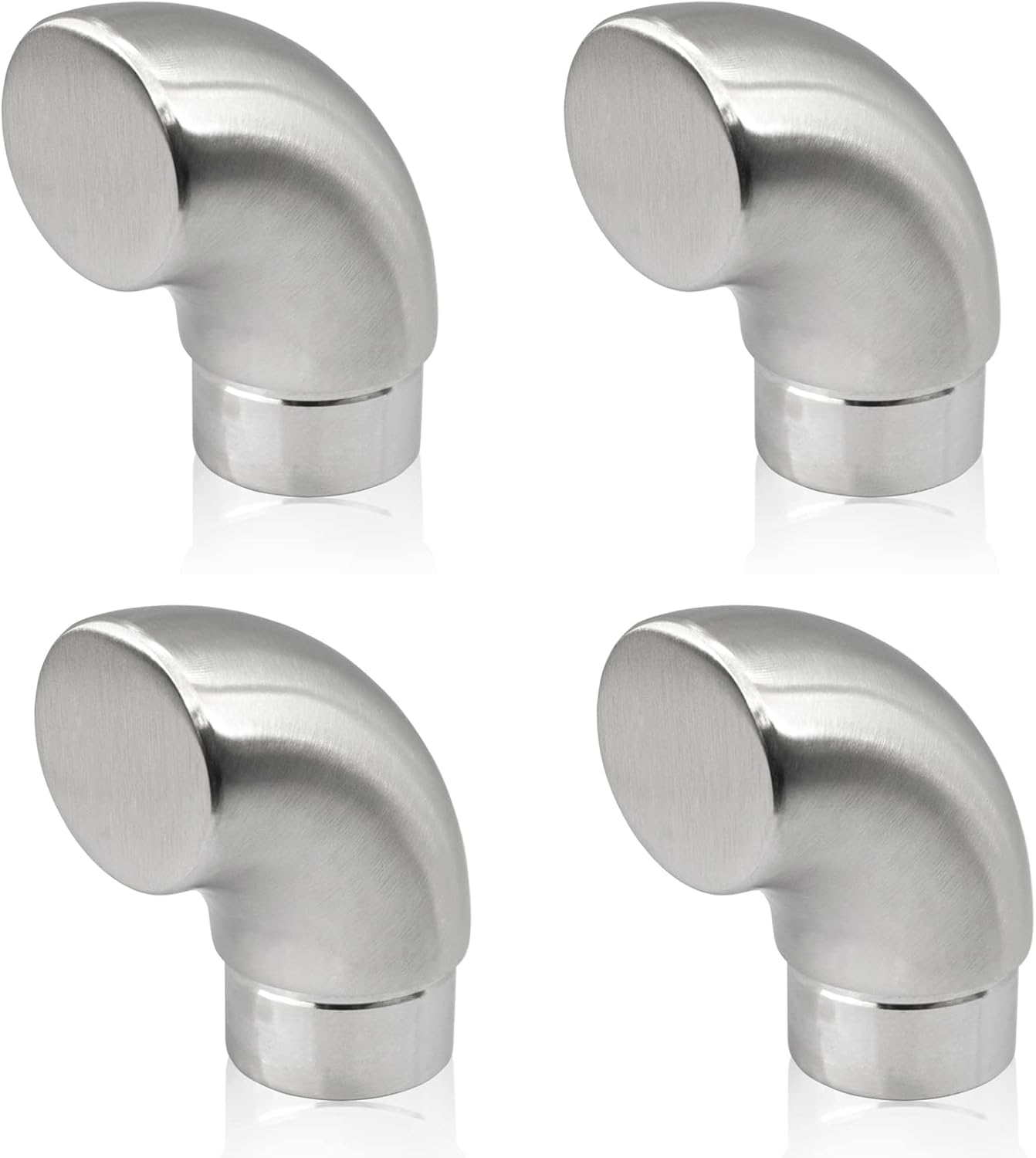 PRIOstahl Lot de 4 embouts de main courante - 33,7 mm - 90° - À insérer et à coller - En acier inoxydable V2A