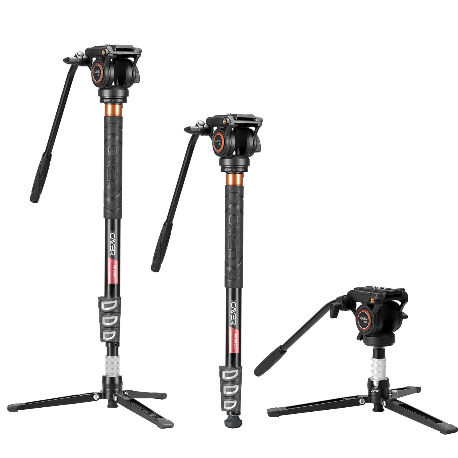 FP34DV 71 Inch Professional Monopod Tripod Aluminium Monopod with Fluid Pan and Tilt Head for Canon Nikon Sony Olympus Panasonic DSLR Camera