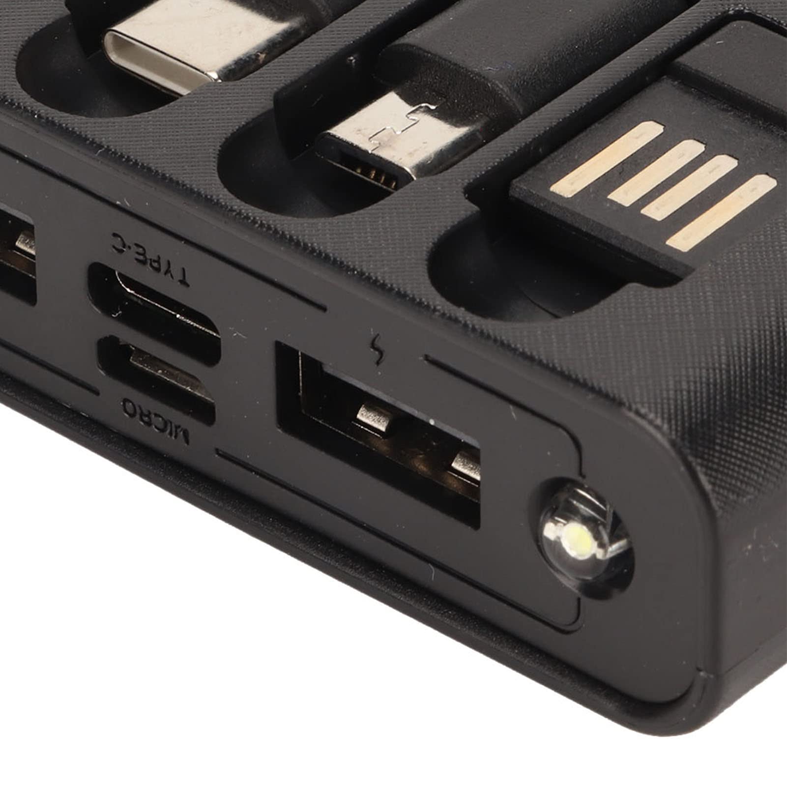 Caricabatterie Solare Power Bank, 20000mAh Caricabatteria Portatile per Telefono Solare con Cavo e Torcia a LED, Caricabatterie per Batteria Mobile per Esterno, Campeggio (Nero)