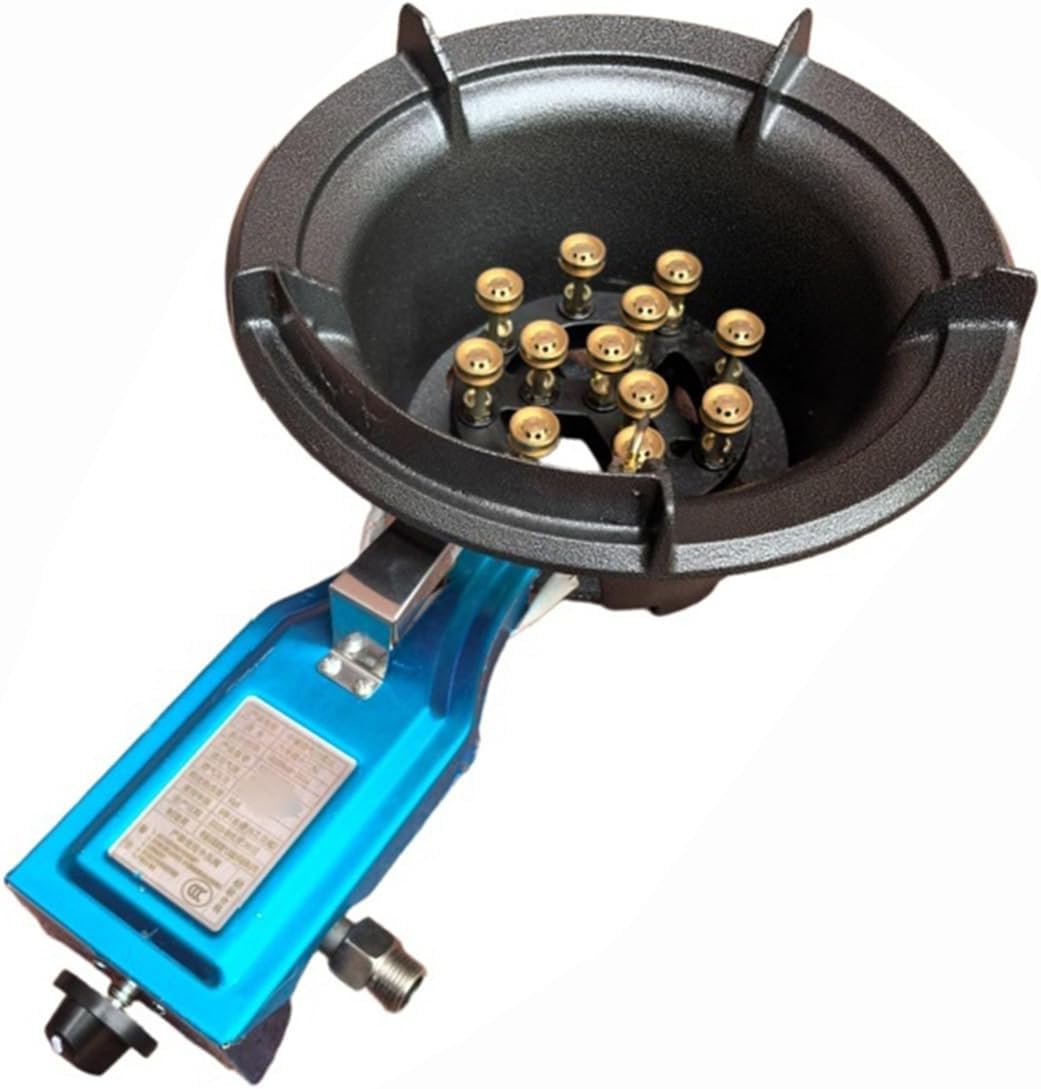 Commercial Single-burner Gas Stove,9/12/15/16KW High-Power Cooktop,LPG Windproof Cast Iron Pot Rack Hob,with Flame Failure Protection(9 chambers)