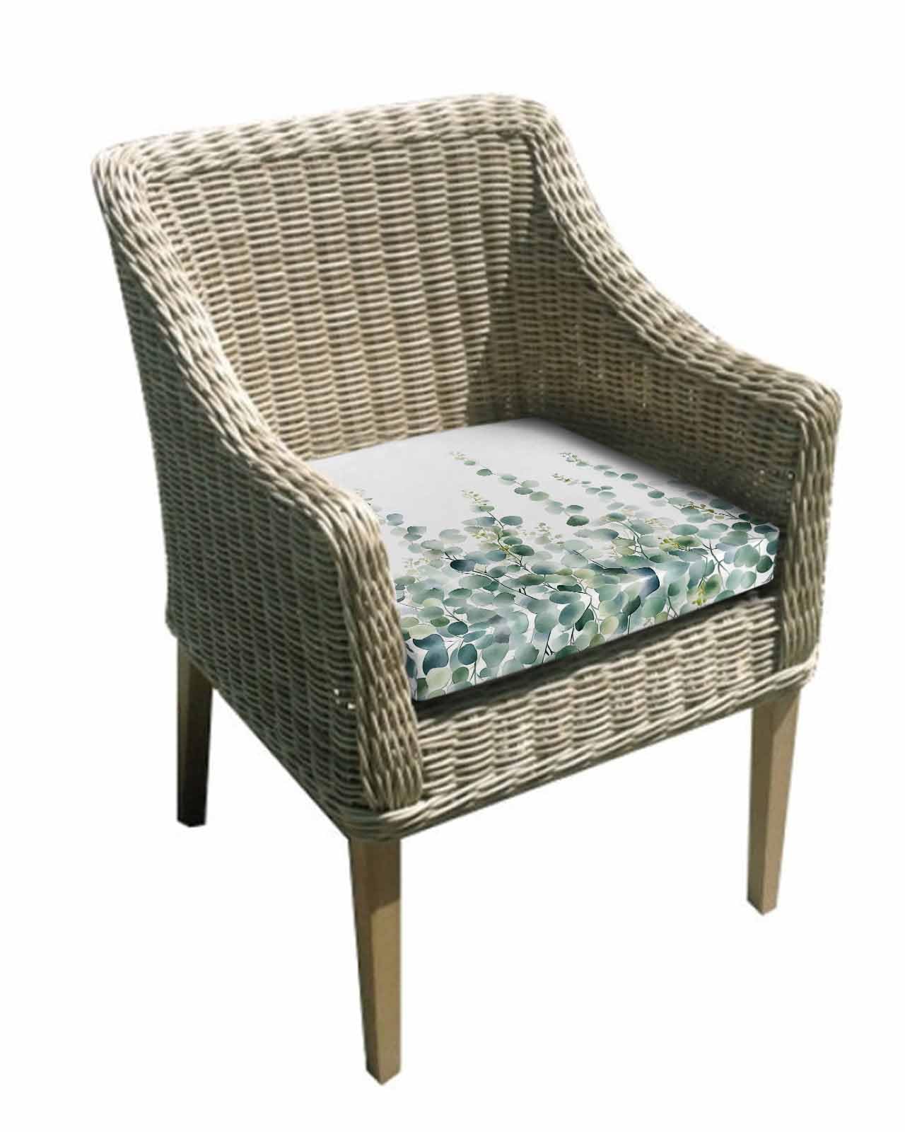 Eucalyptus Leaves Outdoor Cushion Chair Cover Set of 2 - Waterproof Couch Seat Covers, Pastoral Rustic Botanical Watercolor Patio Furniture Protector Cushions Slipcovers for Sofa/RV, 22