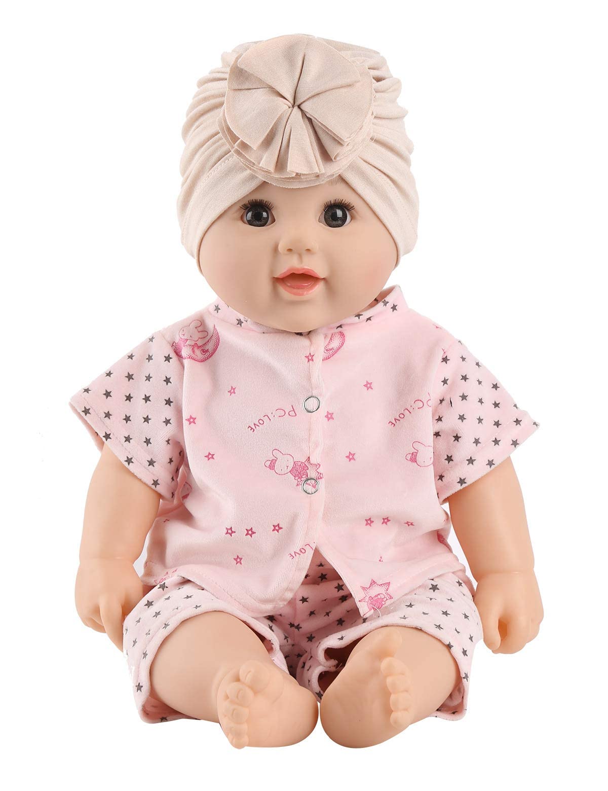Säuglingsbaby Beanie Knoten Donut Hut Neugeborene Jungen Mädchen Baumwolle Weiche Turban Bogen Kaninchenohren Mütze Krankenhaus Kopf Wrap (Color : N Round Ruffles, Size : One Size)