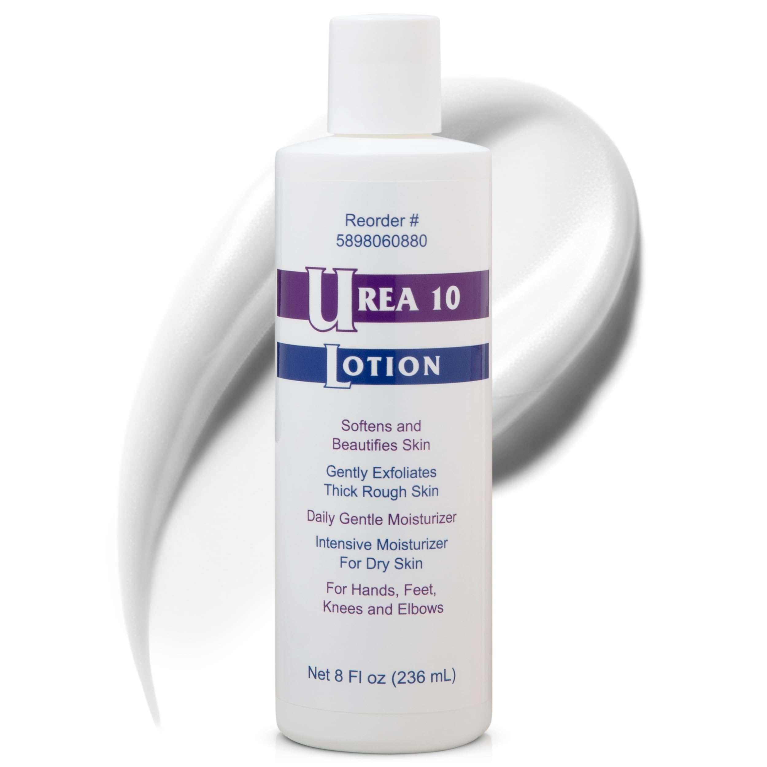 Urea 10% Lotion Cream for Extremely Dry, Rough and Scaly Skin, Intense Moisturizer and Gentle Exfoliator for Hands, Feet, Elbows and Knees Inc, 8 oz