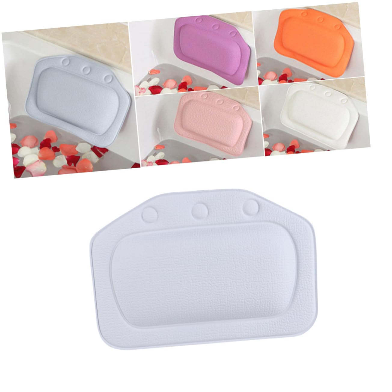 FRCOLOR 3pezzi Cuscino Da Bagno Con Ventose Supporto Relaxante Per Vasca Da Bagno Blu Cuscino Facile Pulire e Portatile Comfort Assicurato Per Esperienza Di Benessere