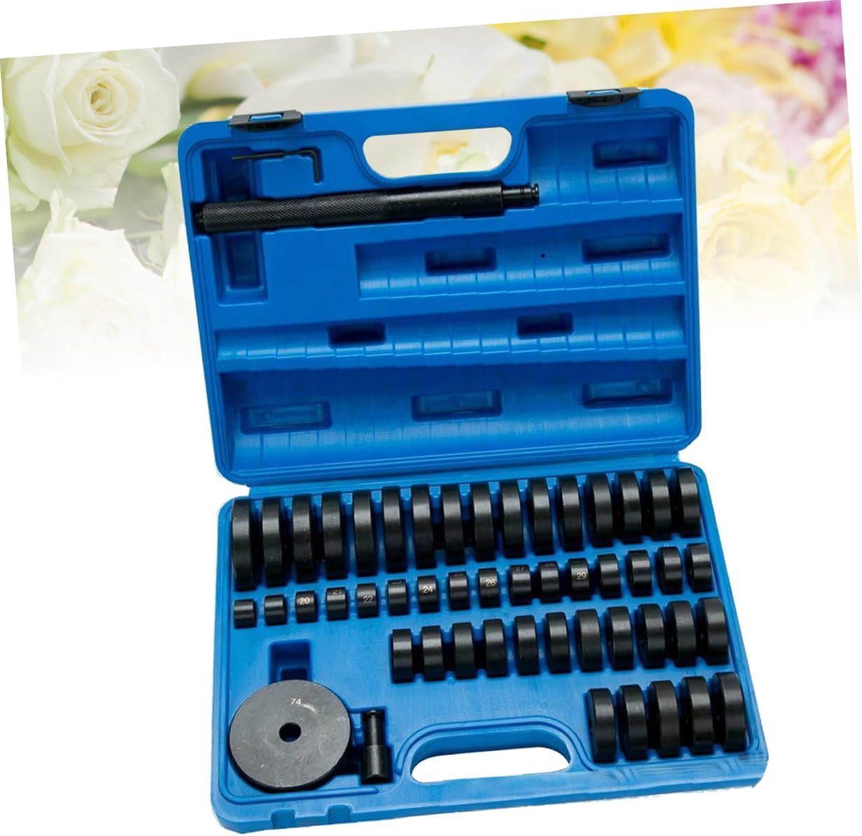 Cabilock 52Pcs Wheel Bearing Tool Set Durable Removal and Installation Kit for All Bearings with Blue Case Essential Bearing Puller Tool for Mechanics