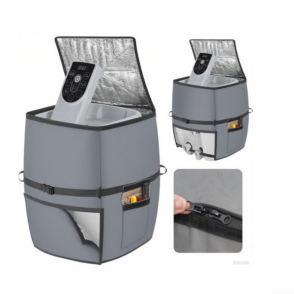 Housse de pompe de chauffage spa imperméable et isolée avec fermeture éclair sur le dessus - Étui en tissu Oxford indéchirable pour jacuzzi extérieur et pompes - Ajustement sécurisé (noir