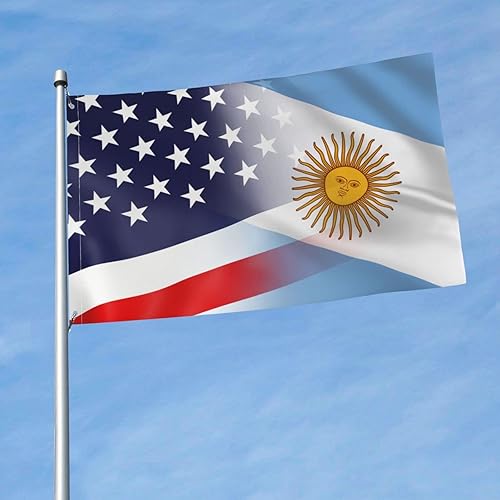 Miniatura 2 de Bandera de Argentina y Estados Unidos de 3 x 5 pies, color vivo y resistente a la decoloración UV, banderas de Argentina y Estados Unidos para