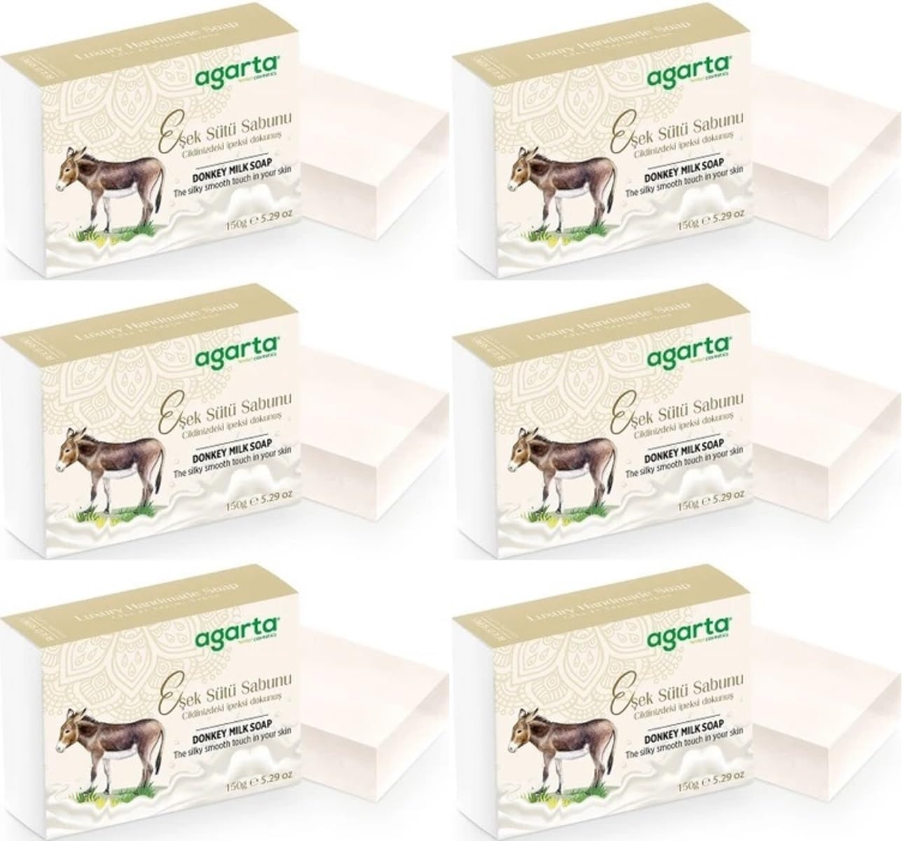 Agarta El Yapımı Doğal Sabun, Eşek Sütü, 150 g, 6'lı Set