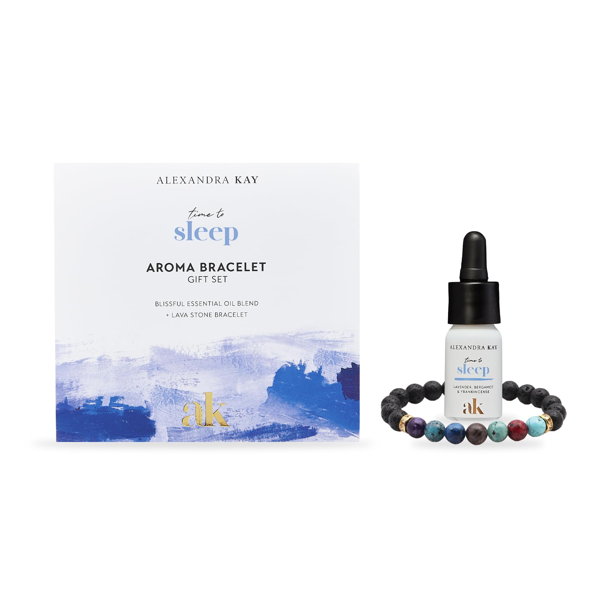 Green People Alexandra Kay Time to Sleep Aroma Bracelet Gift Set - Relaxing Essential Oil Blend & Lava Stone Bracelet