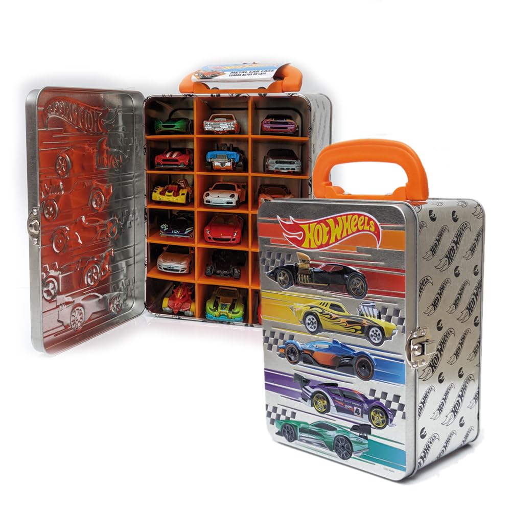 1:64 Scale cars Metal Car Carry Case I 18 Toy Car Storage & Organiser I Gift for Collectors & Kids Ages 3 Years Old & Up I 3D lid design I (Cars not included)