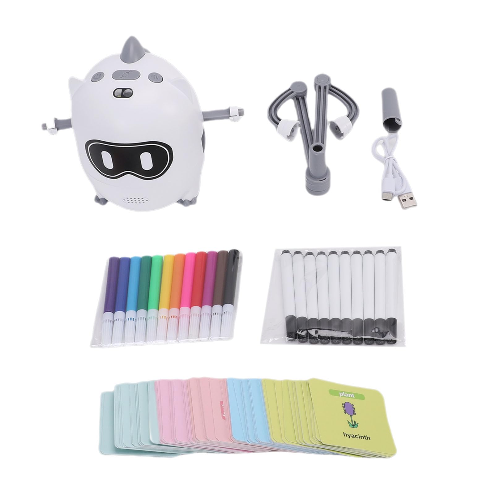 Robot interattivo di disegno di apprendimento intelligente per bambini con riconoscimento della fotocamera: giocattolo educativo con 100 carte modelli, migliora lo sviluppo cognitivo