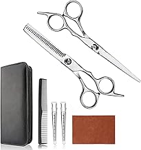 Hairdressing Scissors Stainless Steel Set with Thinning Shears Hair Cutting Scissors Self-Cut Hairdressing Scissors for Beauty and Barbershop Home Use Low Thinning Rate Beginner (Set 1)