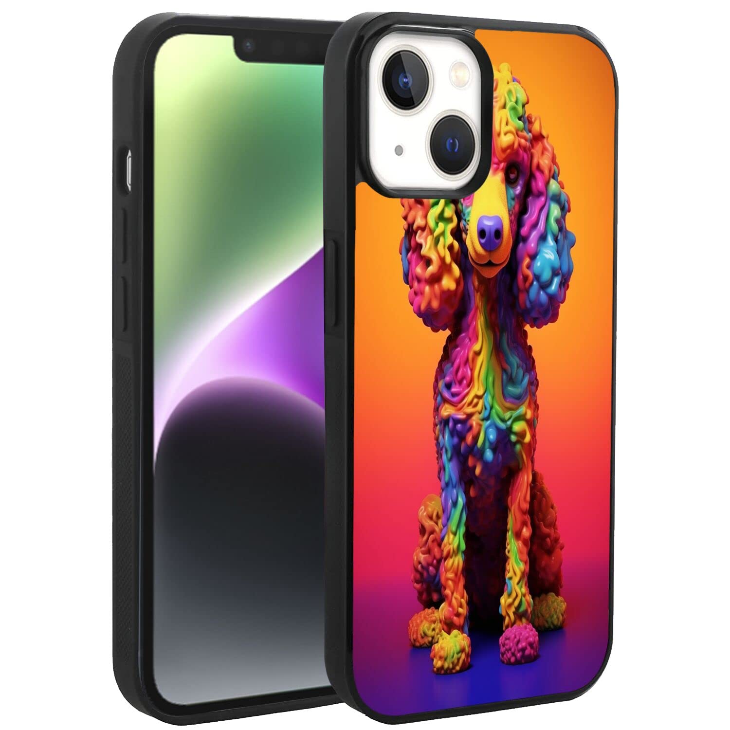 Case for iPhone 14 Plus Poodle Dog Designer Art47, Black Anti-Scratch Shockproof Slim Rubber Frame Mobile Cellphone Smartphone Case