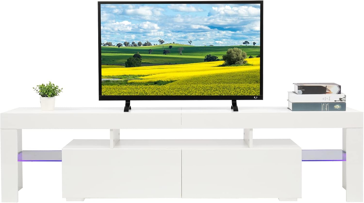 Bonnlo LED TV Stand Modern TV Stand with LED Lights for 75