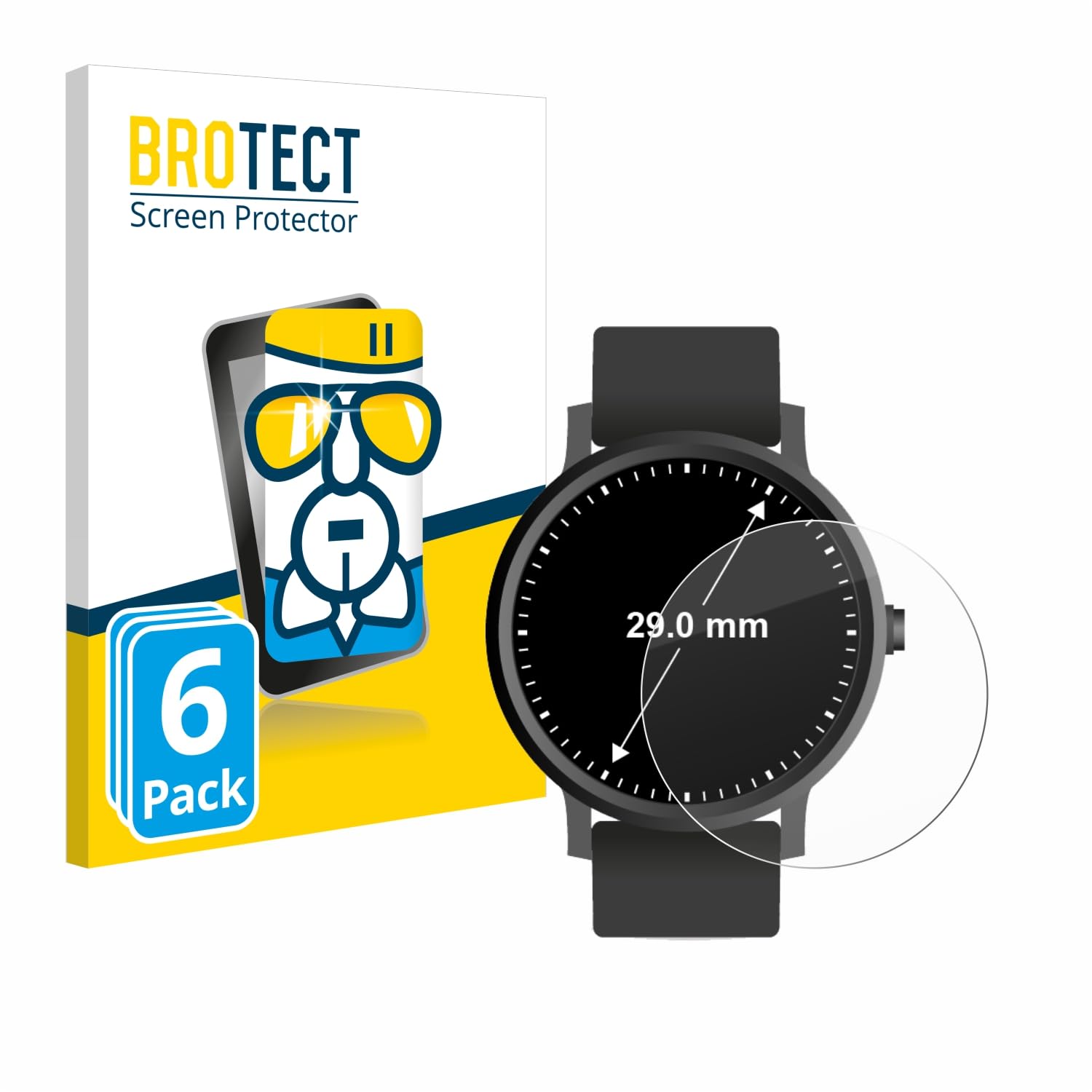 BROTECT Protector Pantalla Cristal 29 mm Vidrio 6 Unidades Dureza 9H Anti-Arañazos