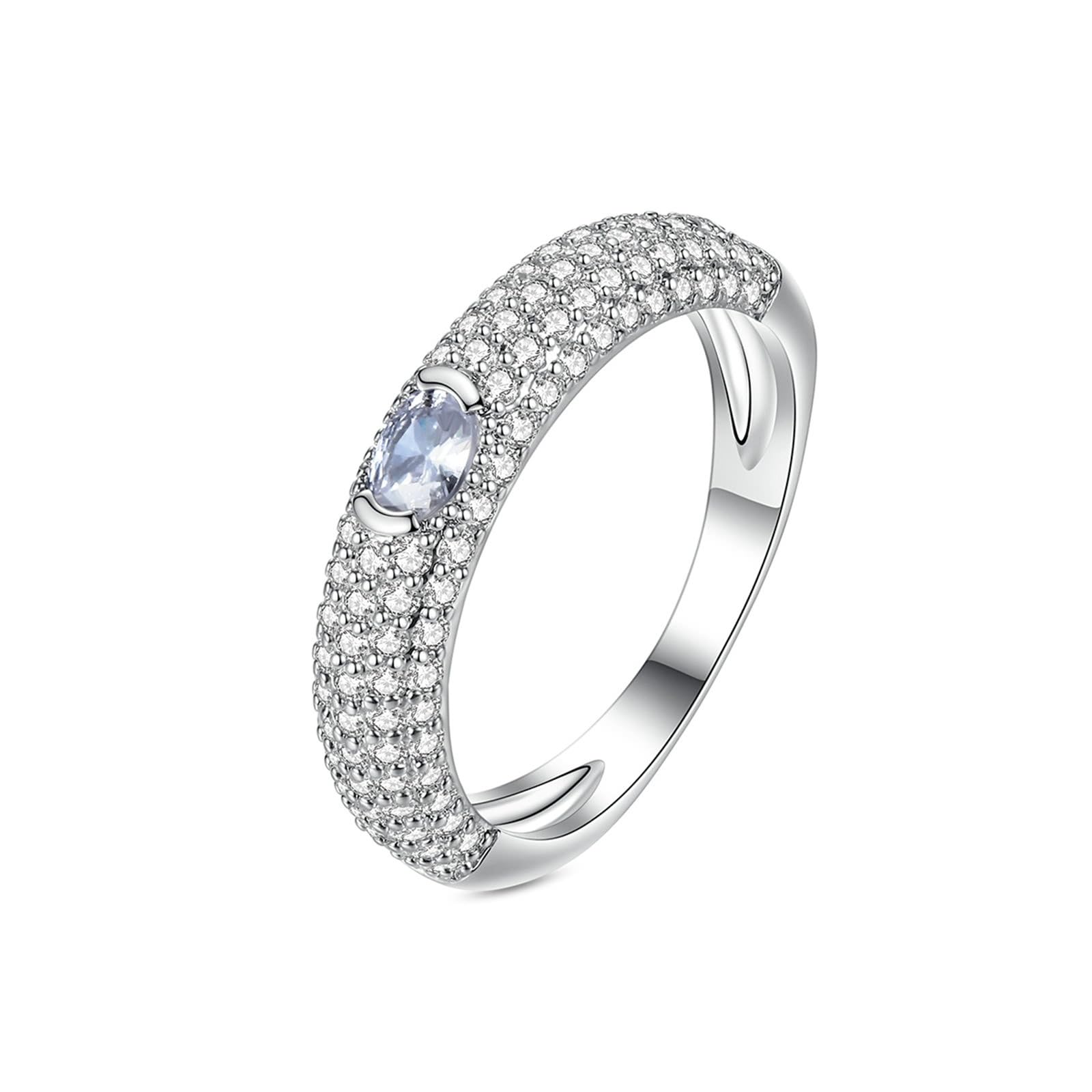 9 Karat Weißgold Verlobungsring Labordiamant Weiß, Ring Für Freundin Micro Pave Labordiamant
