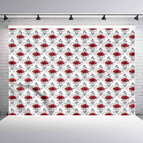 Foto-Hintergrund, Vinyl, 2,4 x 2,4 m, Motiv: rote Mohnblume, geometrische Fotohintergründe für Babys, Neugeborene…