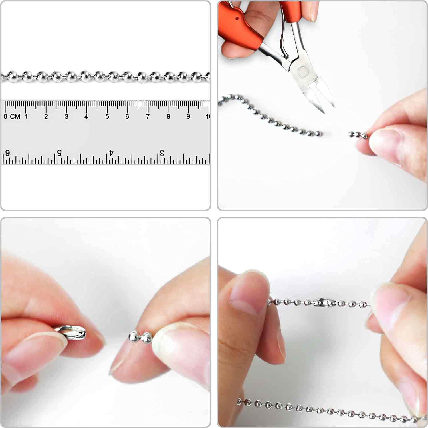 205 Pezzi Connettori A Sfera In Acciaio Inox Per Catene - 5 Misure Per Bracciali, Collane E DIY - Foto 8