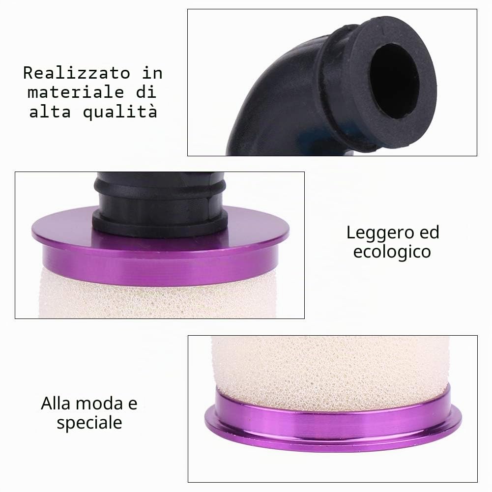 Filtro Aria RC, Filtro Aria con Cappuccio in Lega di Alluminio con Spugna Filtrante per Motore 1/8 Power Ricambi Motore RC Accessori Auto Modello(Purple)