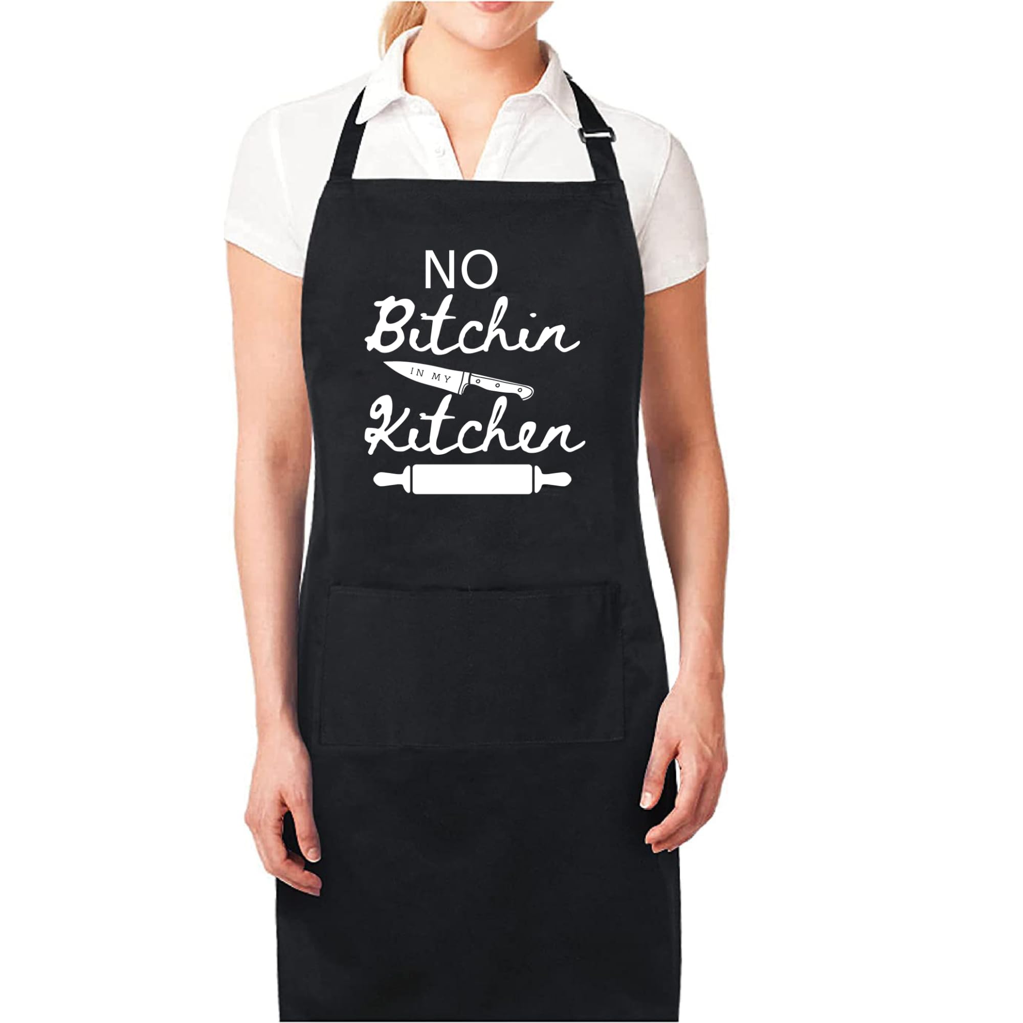 Be BuzNo Bitchin In My Kitchen Aprons for Women Funny Printed Apron Gift for her Chef Apron Kitchen Apron BBQ Apron Gift Baking Apron Gift for MOM