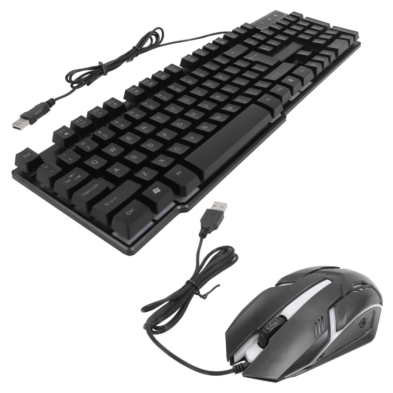 Tastiera Mouse Combo USB Retroilluminata per Computer Nero | Set 1 Pezzo, Plastica, Design Unico, per Gaming e Ufficio, Accessori Informatica