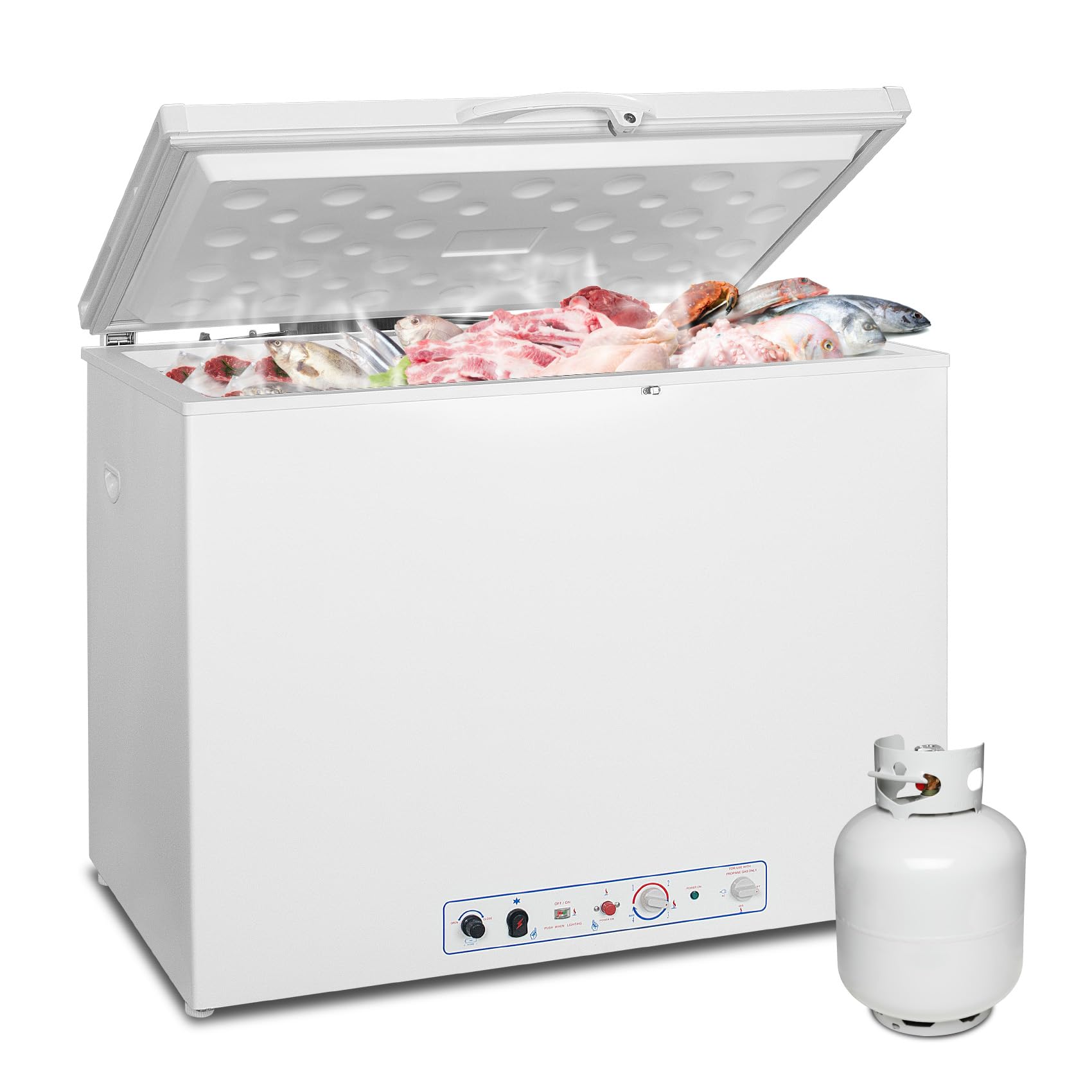 Smad Congelatore a Gas, 200L, Congelatore da Campeggio, Gas/220V, Congelatore Silenzioso per Casa, Garage, Soggiorno, Capannone, Campeggio, Bianco