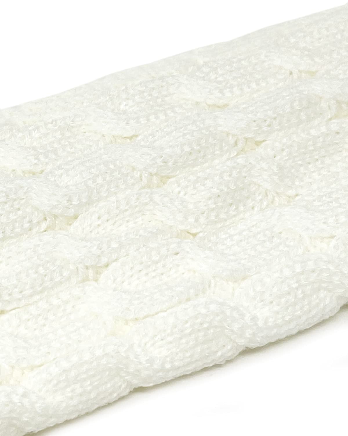 Wrapables Calentadores de pierna de punto trenzado para mujer, Crema, Talla única