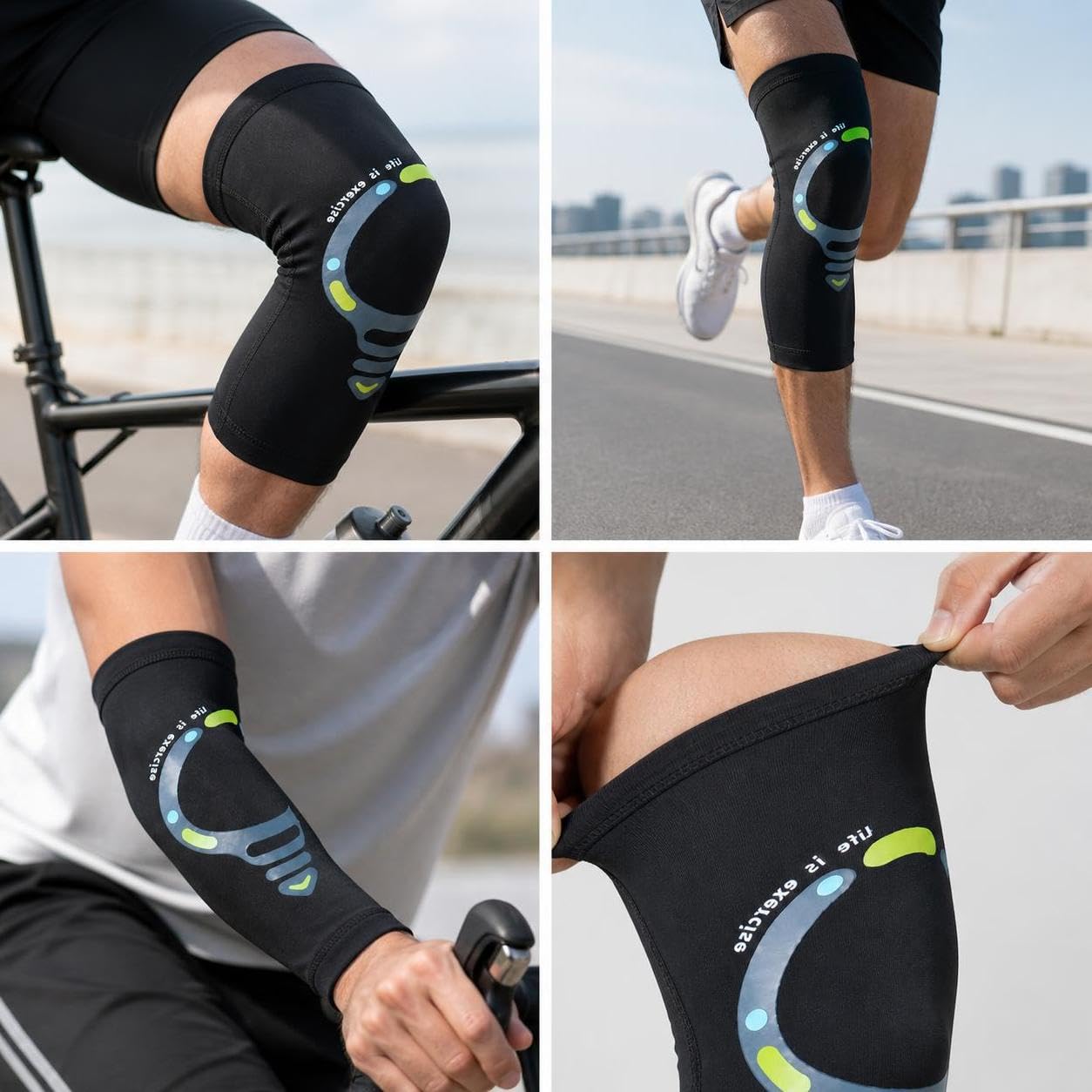 Protección Ciclismo Rodilleras, tela, para ciclismo, running, silicona, absorbe sudor, uso todas estaciones, para Ejercicio, style to 2, XL