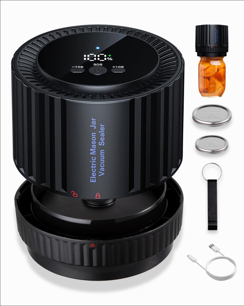 Brigii Mason Jar Vacuum Sealer Kit, Electric Vacuum Sealer for Mason Jars, for Wide and Regular Mouth Mason Jars