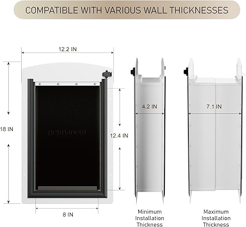 Miniatura 5 de Puerta para perro para pared, puerta grande para perro para pared exterior, puerta de mascotas, puerta resistente de 3 solapas con aislamiento,