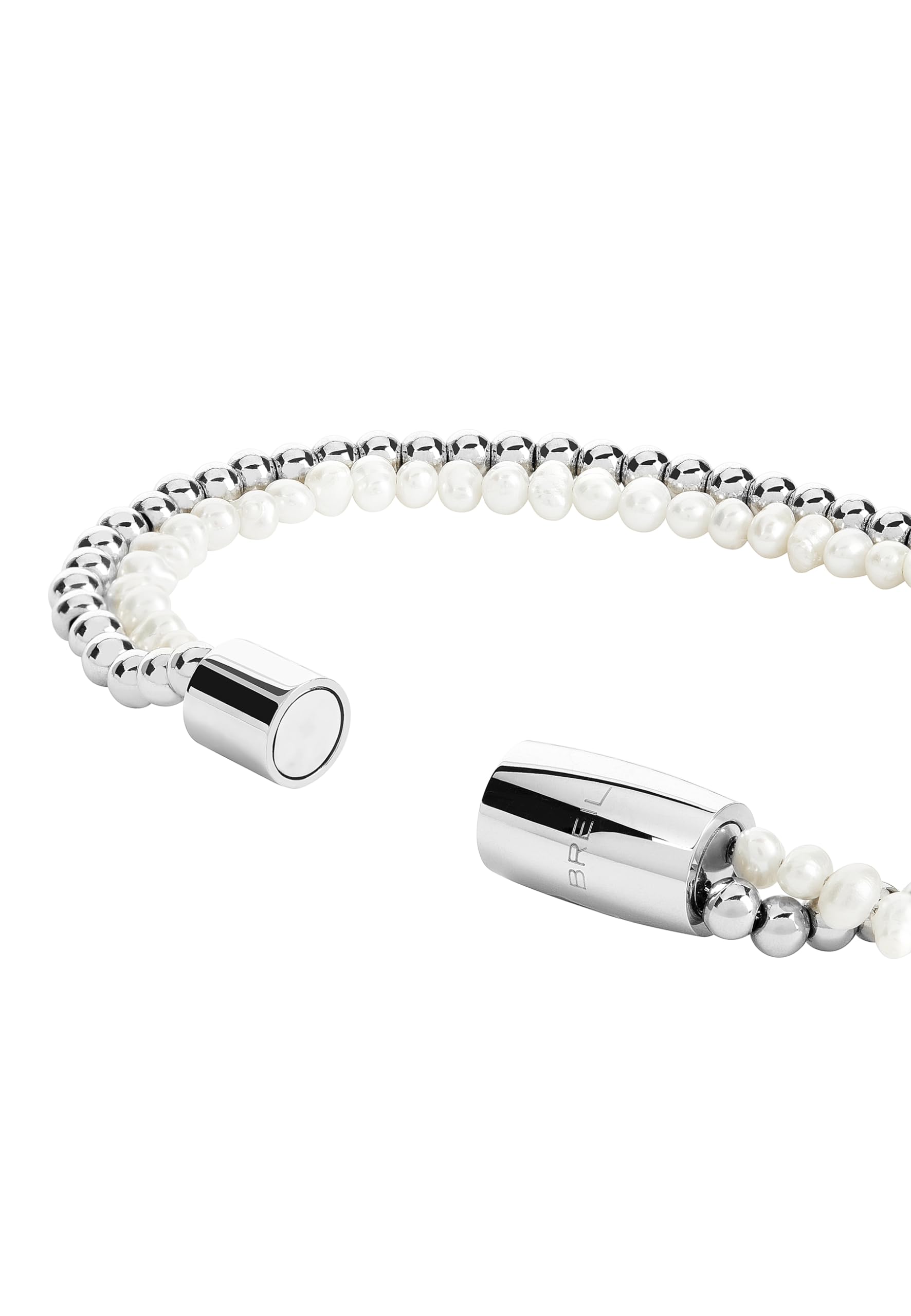 Breil Système de collecte magnétique Jewel, Bracelets pour femmes en acier argenté, White Taille 19 avec River Pearl - TJ3581