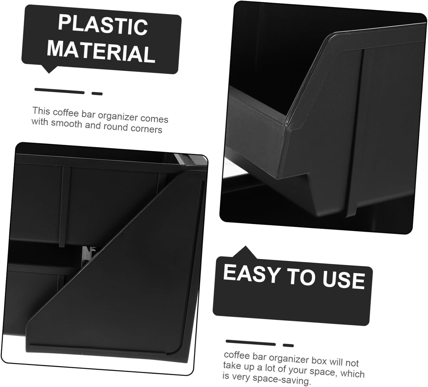 Plastic Coffee Bar Organizer with Two Compartment Holder for Straws Sugar and Tea Bags Lightweight Desktop Station for Home and Milk Tea Shop Countertop Storage