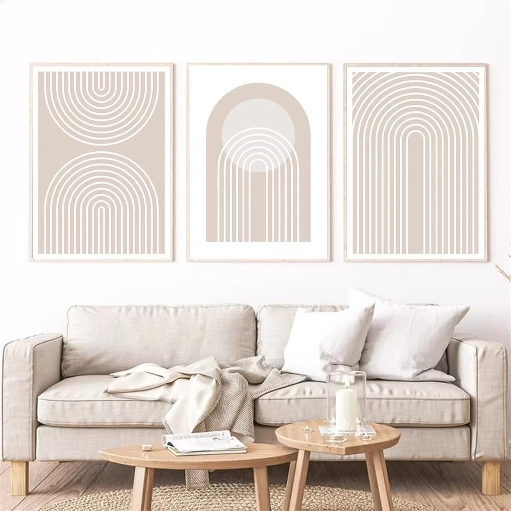 WUHBCZ Canvas Paints-Pink Rainbow Geometric Line Abstract Boho Modern Wall Art Canvas Painting Nordic Posters And Prints Living Room Kitchen Office Home Decor-60 * 70cm/3PCS (No Frame)