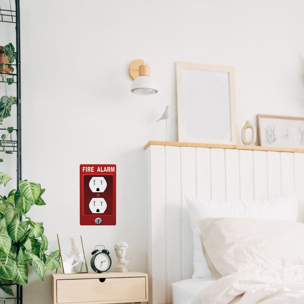 Fire Alarm Outlet Covers Fun Creative Cool Red Light Switch Cover Plate 1-Gang Wall Plate Standard Duplex Receptacle Plug Cover 4.5" X 2.76" for Teen Boys Girls Novelty Gift