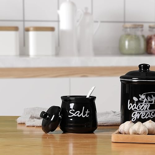 Miniatura 7 de ONTUBE Tazón de sal de cerámica con tapa y cuchara 12oz (negro) Negro -,Turquesa,Beige,marino,Blanco