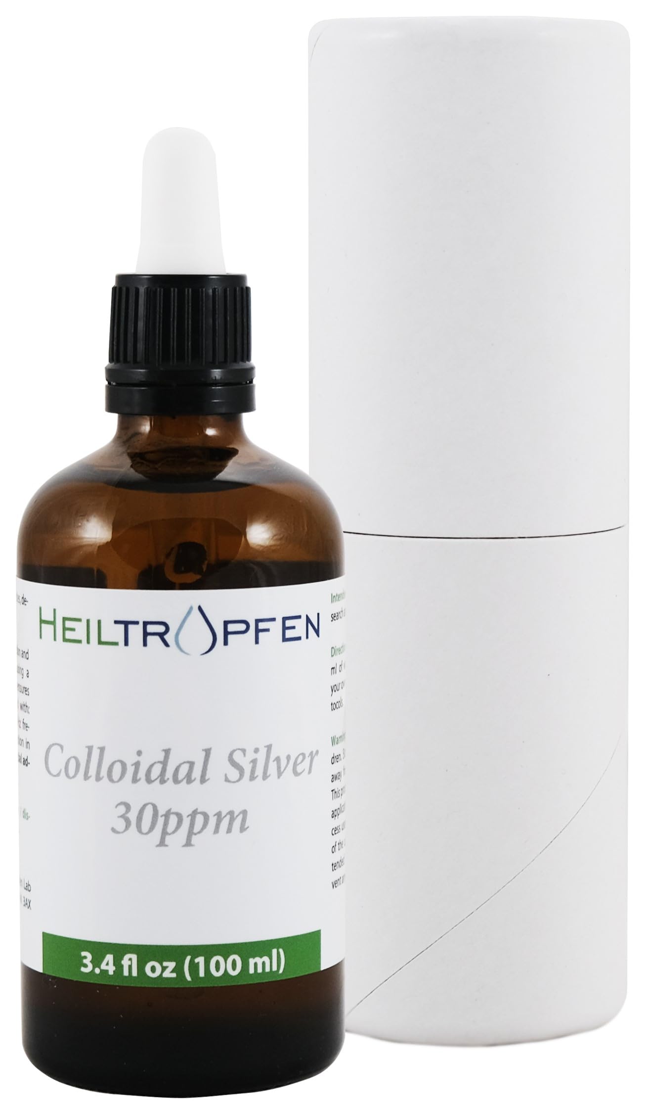 Colloidal Silver | 30 ppm | 3.4 Fl Oz - 100 ml | Third-Party Tested | Heiltropfen®